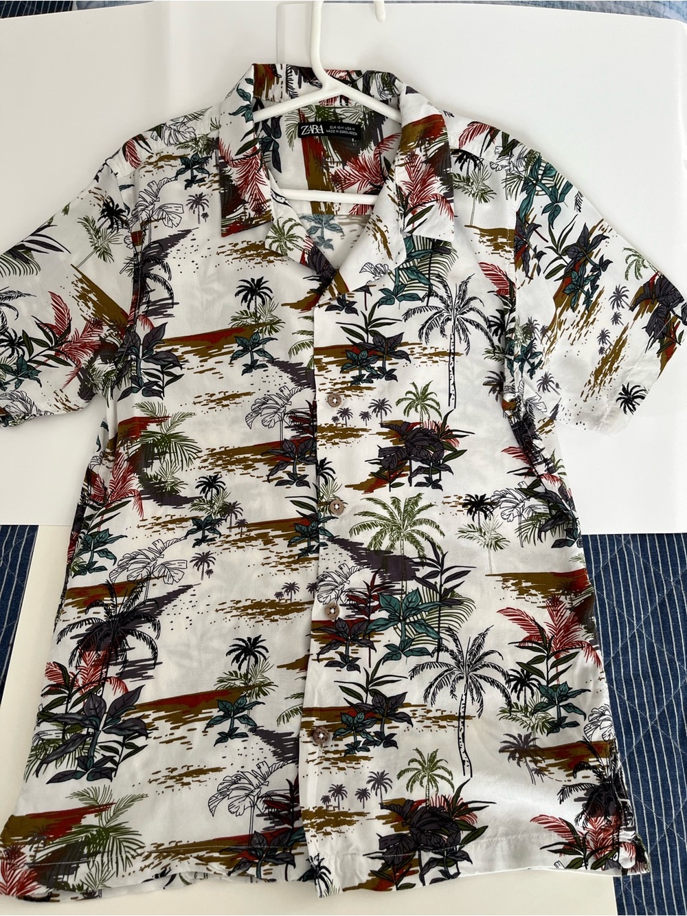 ZARA kids Hawaiian  Tropical Palm Print Button-Up Shirt Short set 2pc  Co-ord